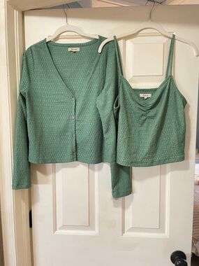 Madewell set, cardigan and tank top size large
